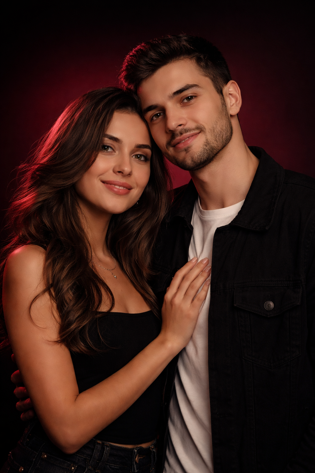 Casal abra&ccedil;ado em um ensaio rom&acirc;ntico